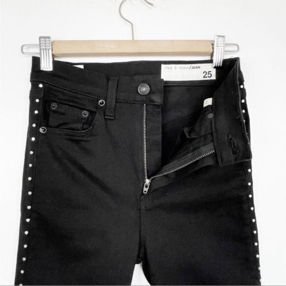 Rag & Bone Studded high-rise skinny jean w/ vintage inspired yoke & pocketing 25 - Picture 6 of 11